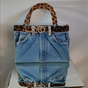 Denim rhinestone bag